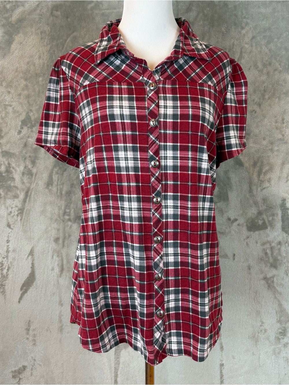Cato Women’s Red Plaid Button-Up Top XL